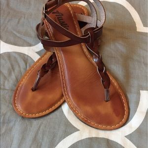Brown Austin brand strapped leather-like sandals