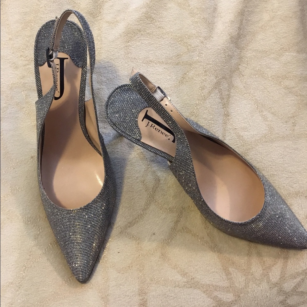 Beautiful new silver sparkly sling back heels