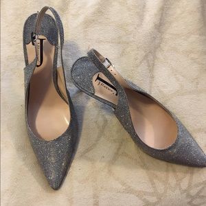 Beautiful new silver sparkly sling back heels