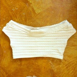 White cropped swimsuit top