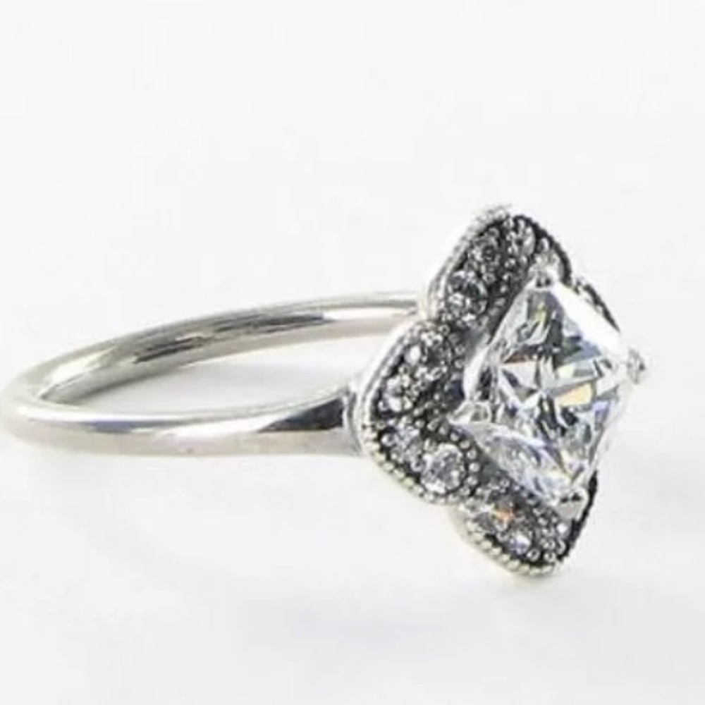 Pandora 6.5 Fancy Floral Silver Ring