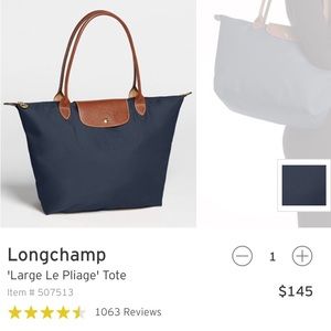 Navy Longchamp Tote