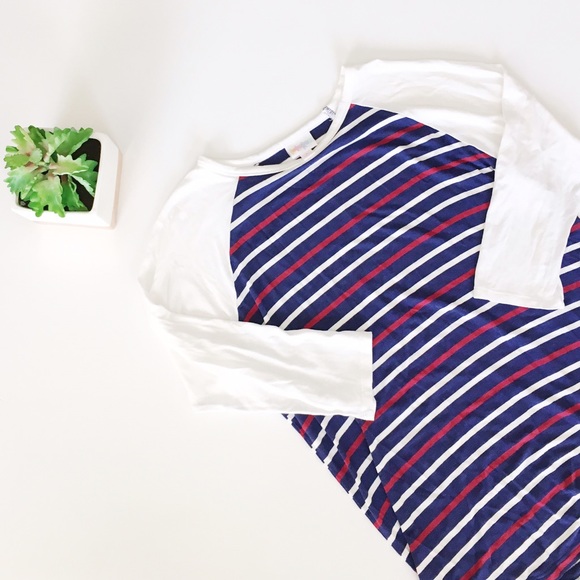 LuLaRoe Tops - Lularoe Randy Red White & Blue Striped Tee