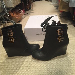 Black zipper high heel boots