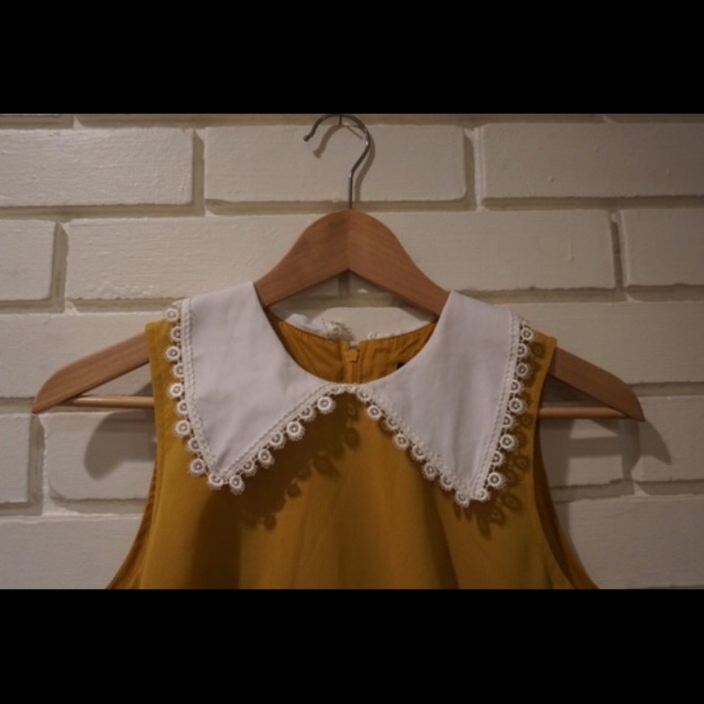 Mustard Yellow Dress w/ Peter Pan Collar