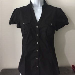 Express black fitted button up
