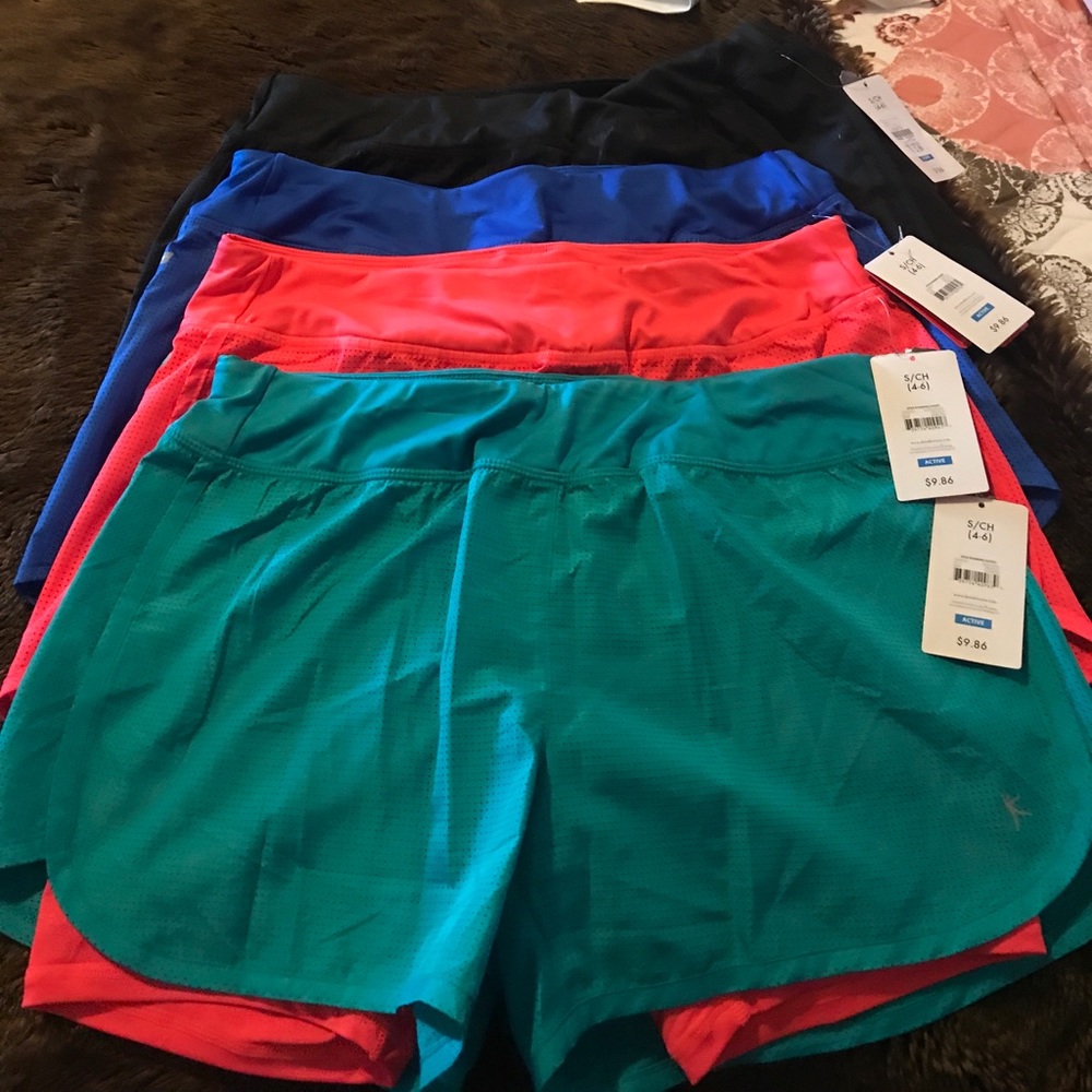 Several gym shorts with tights attached