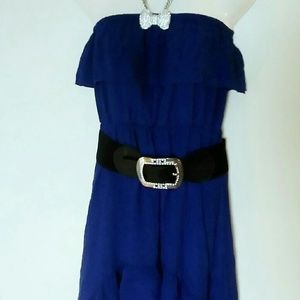 💜STRAPLESS BLUE HI-LOW DRESS