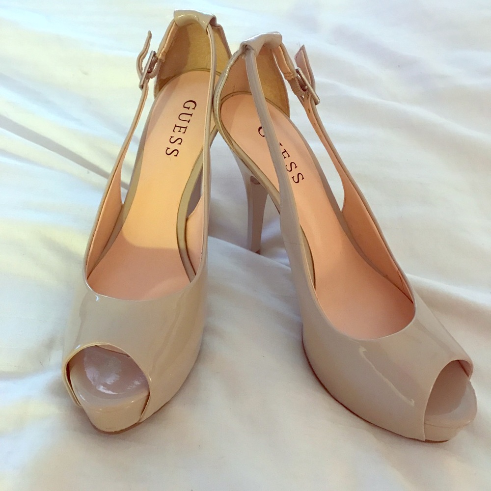 Guess nude open toe heels