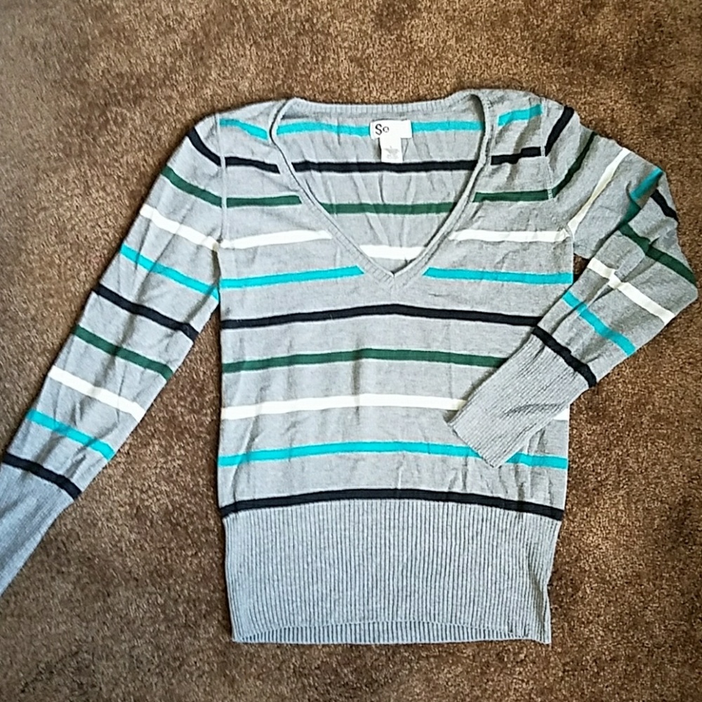 V-neck striped sweater