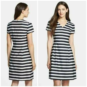 BOSS Hugo Boss Navy Striped V-Neck dress