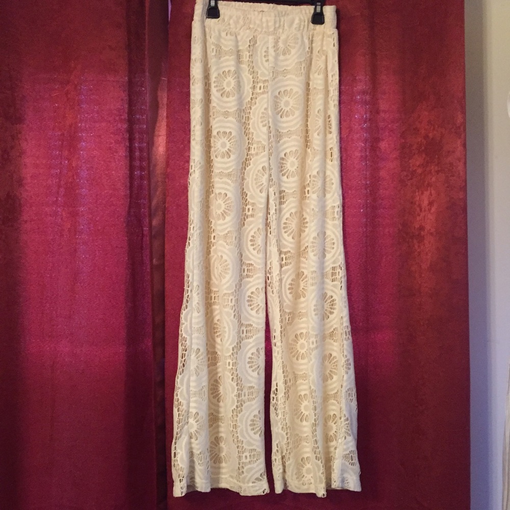 Cream lace pants