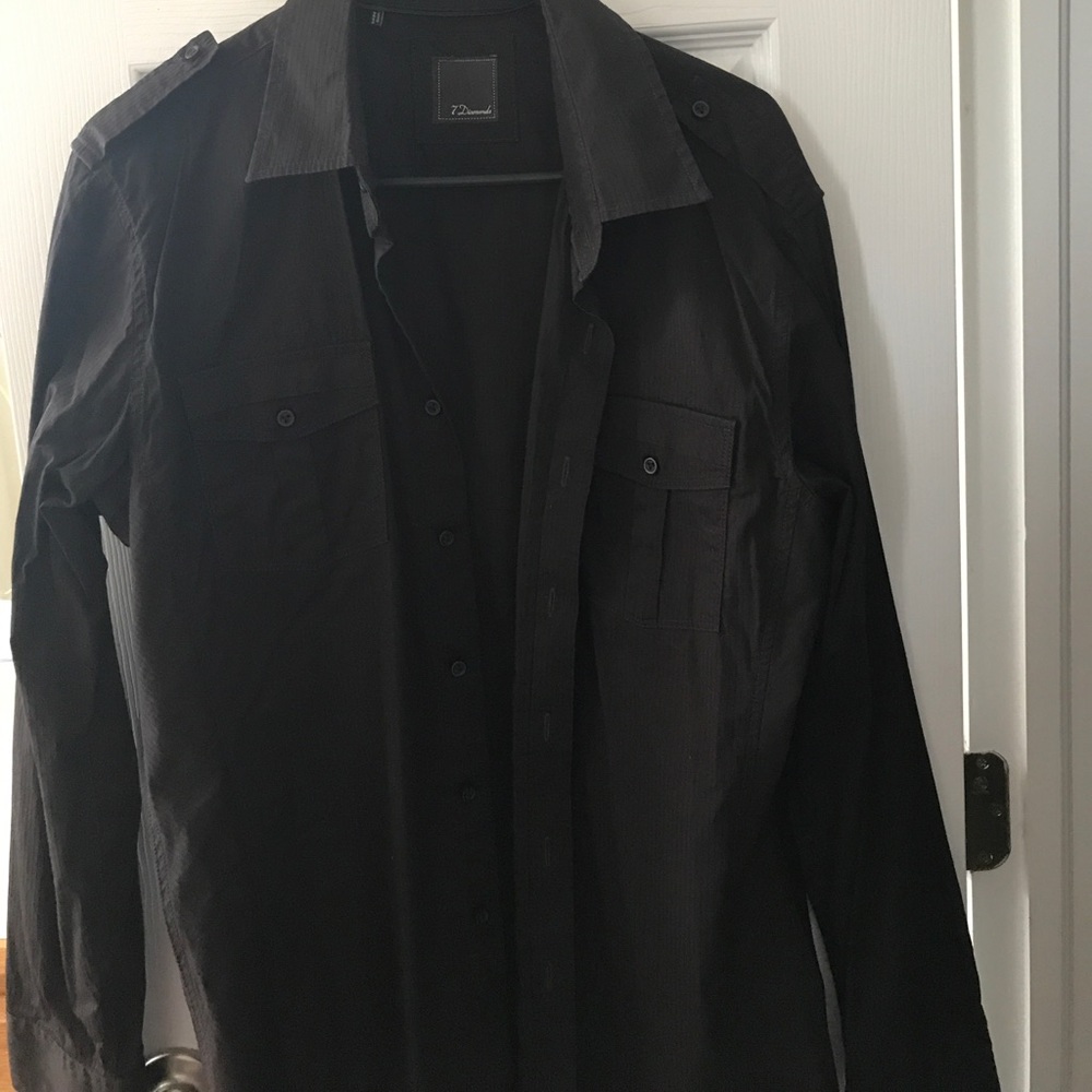 7 Diamond black button up