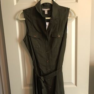 Button front dress with tie