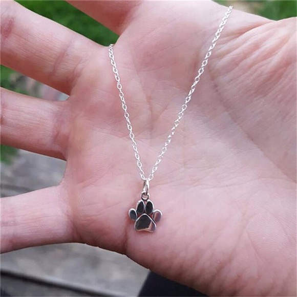 🐾 Animal Paw Print Dainty Necklace Silver Color - Picture 5 of 6