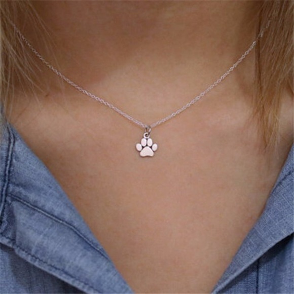 🐾 Animal Paw Print Dainty Necklace Silver Color - Picture 3 of 6