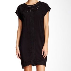 Max Studio Black Embroidered Shift Dress