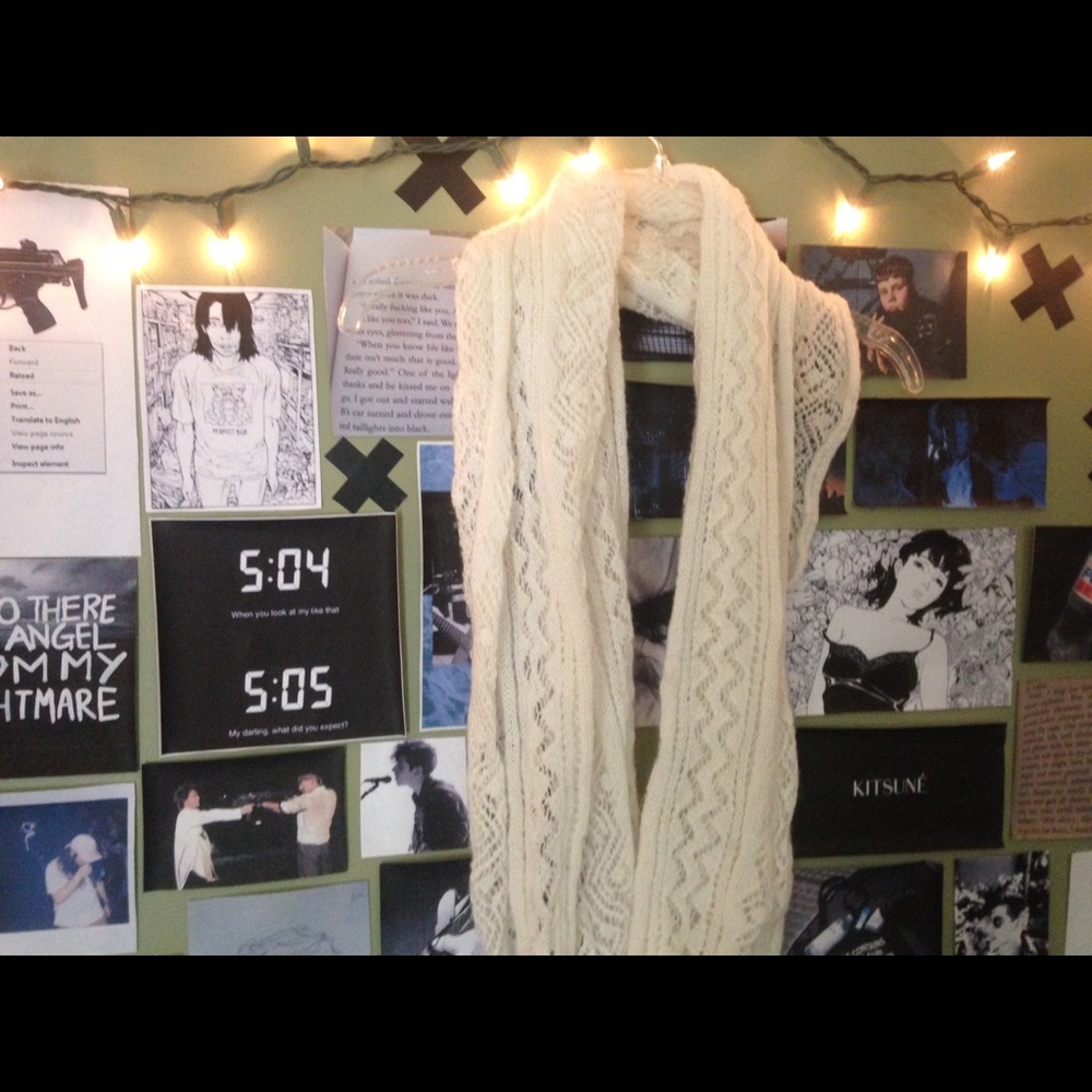 White Knitted Infinity Scarf