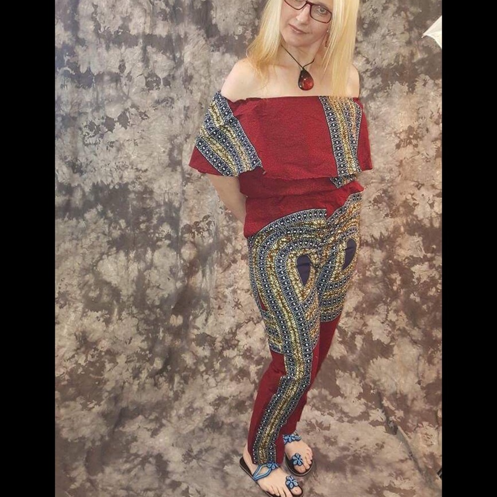 Ankara short, sleeveless, off shoulder jumpsuit