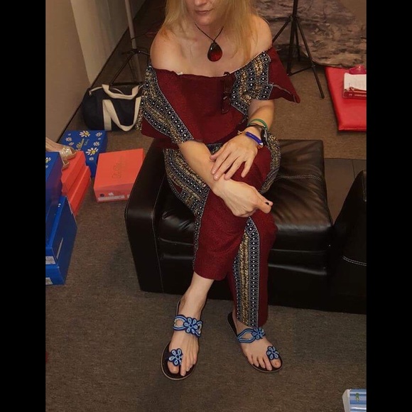 Ankara short, sleeveless, off shoulder jumpsuit - Picture 2 of 2