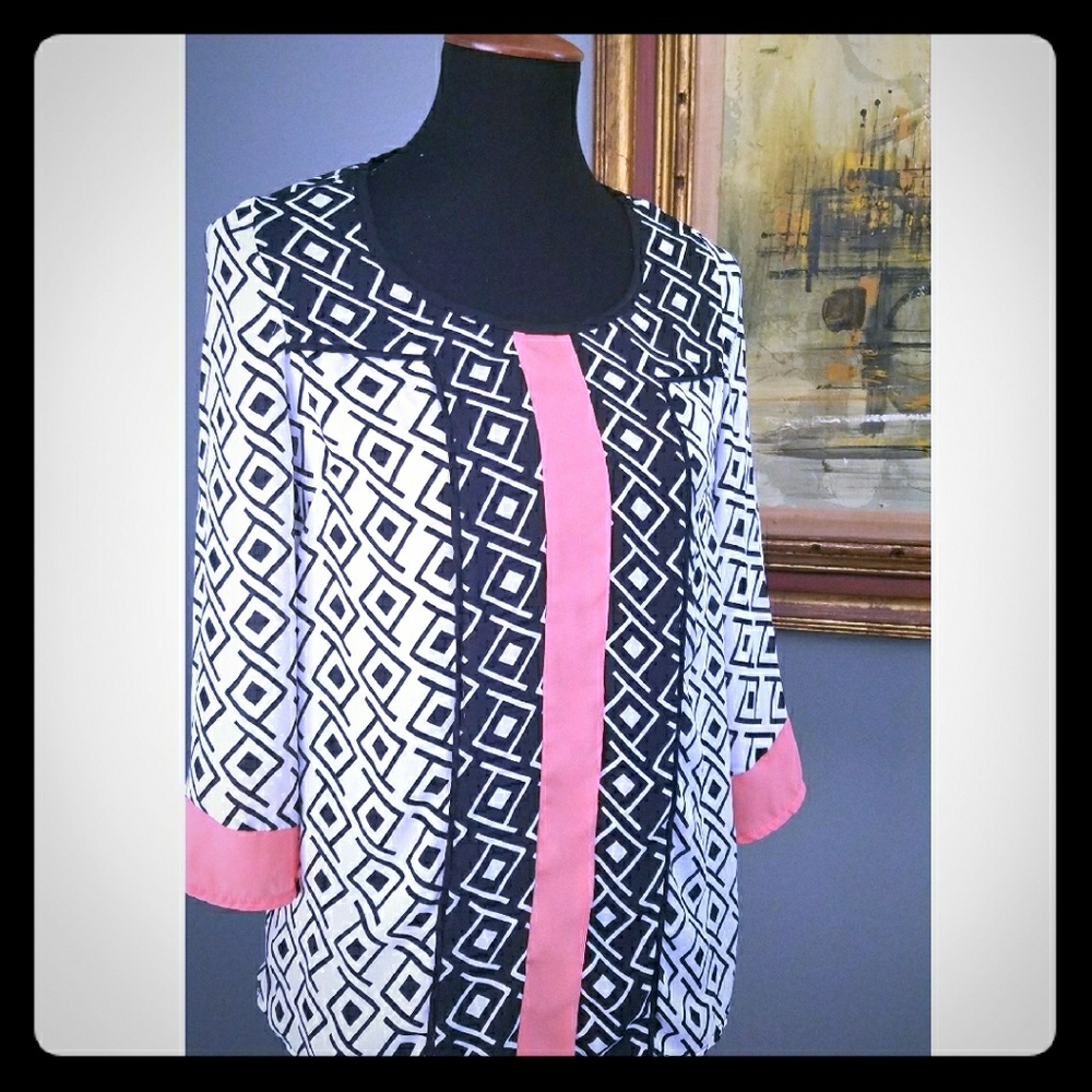 🎀Umgee🎀Geometric Colorblock Blouse