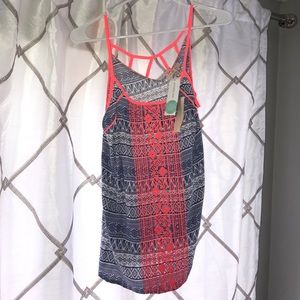 Blue, White, and Neon Pink Tank Top