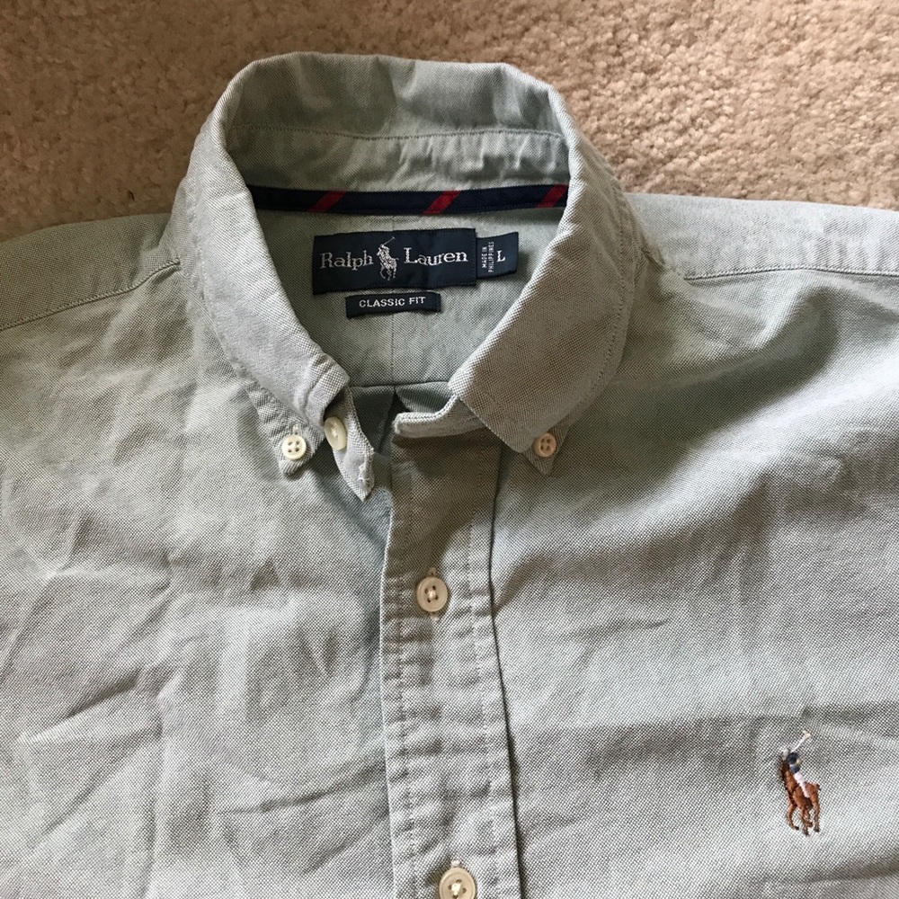 RALPH LAUREN Classic Fit Shirt. Light green color
