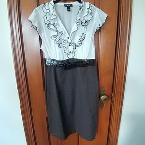 White/Brown Side Zip Dress