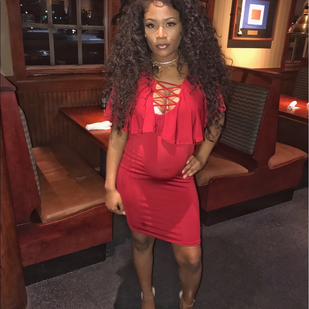 Red evening dress