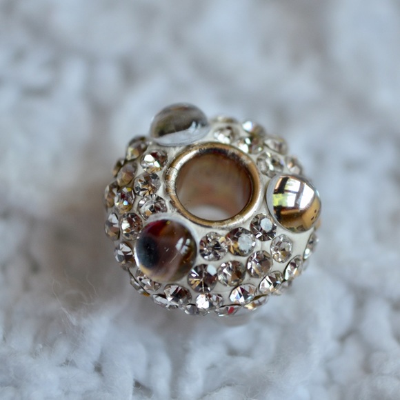 Creativity Beads Jewelry - NEW Clear Jeweled Charm Bead Silver
