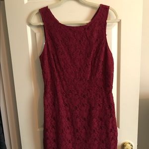 Wine colored lace shift dress