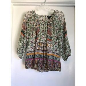 EUC. New Directions 3/4 Paisley Print Top.