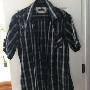 Black and white short sleeve 7 diamonds shirt
