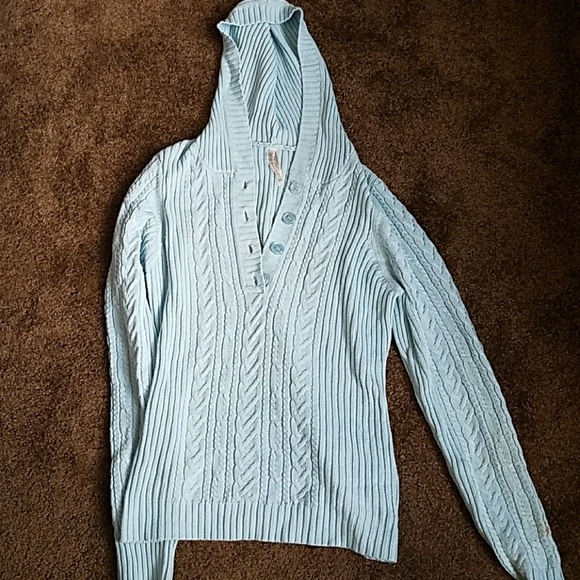 Baby blue pull over cabled sweater - Picture 1 of 1