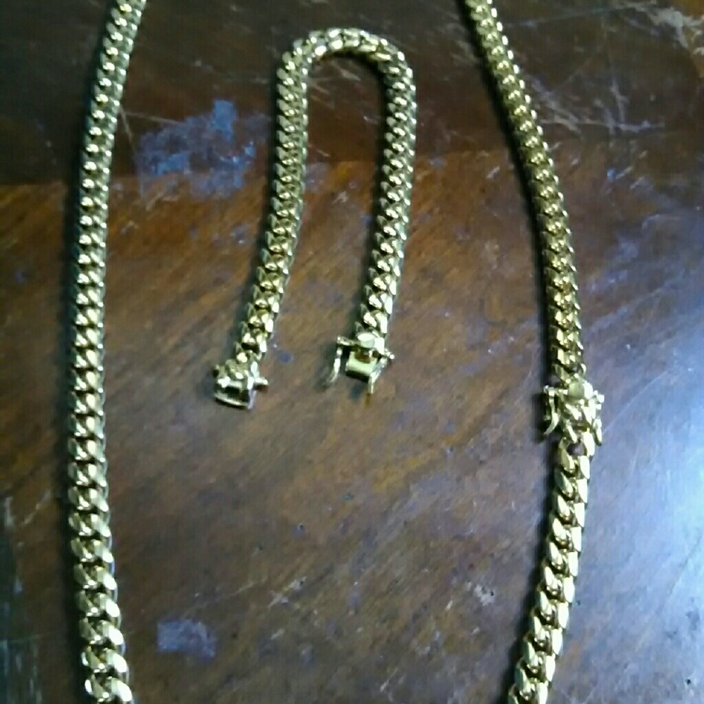 Stainless steel Cuban link chain n bracelet set