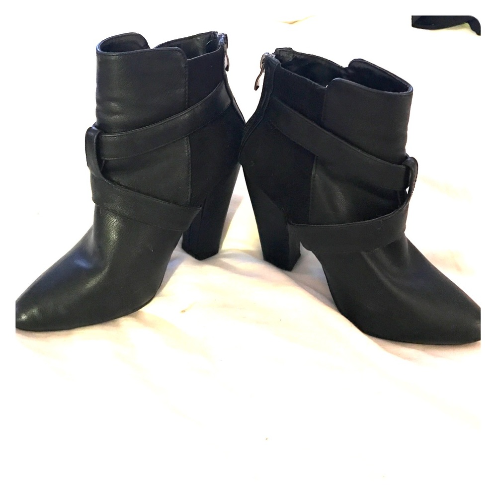 Just fab black leather and suede booties