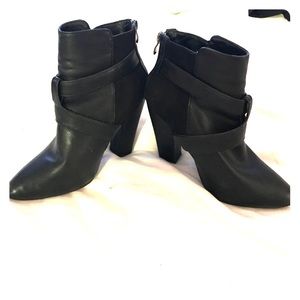 Just fab black leather and suede booties
