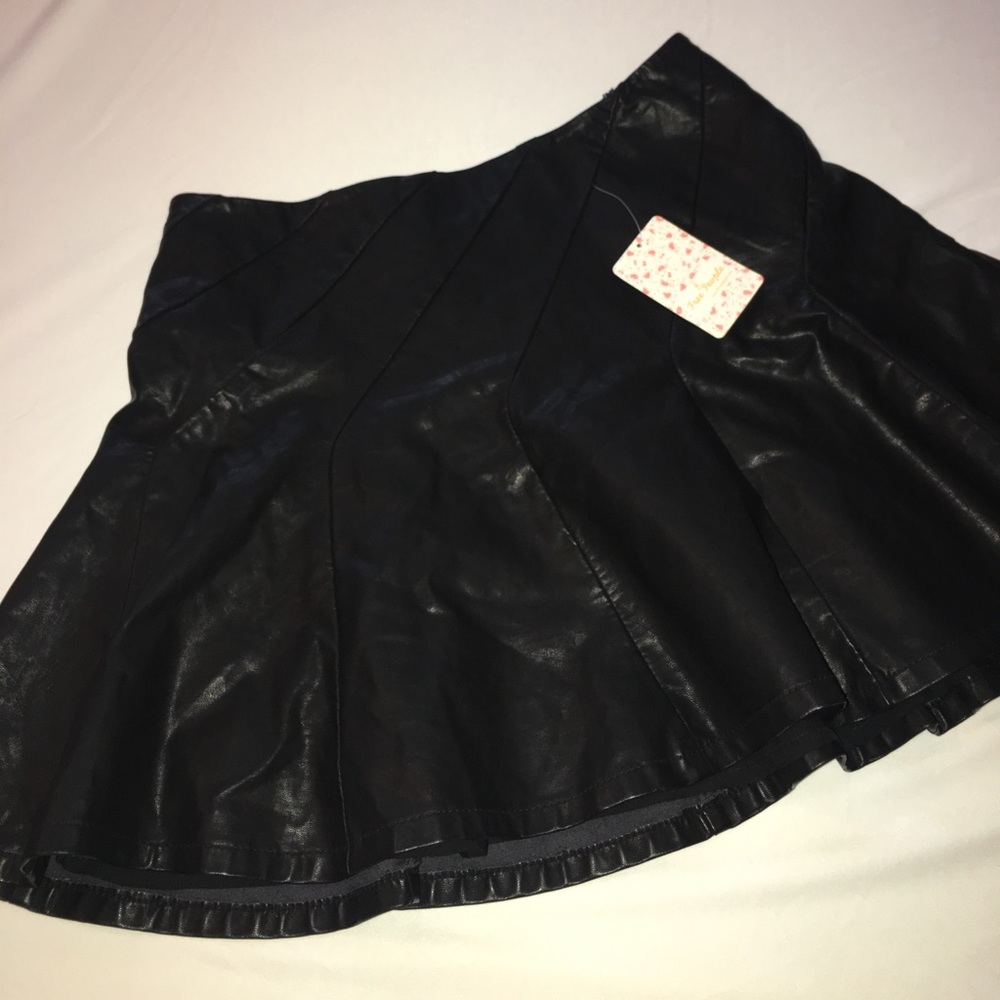 black leather free people skirt