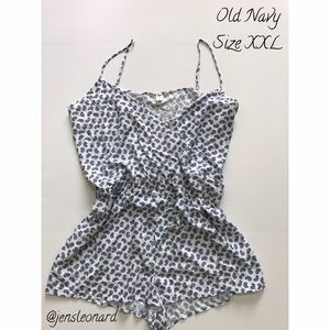 NWT Old Navy Indigo Paisley and White Romper.
