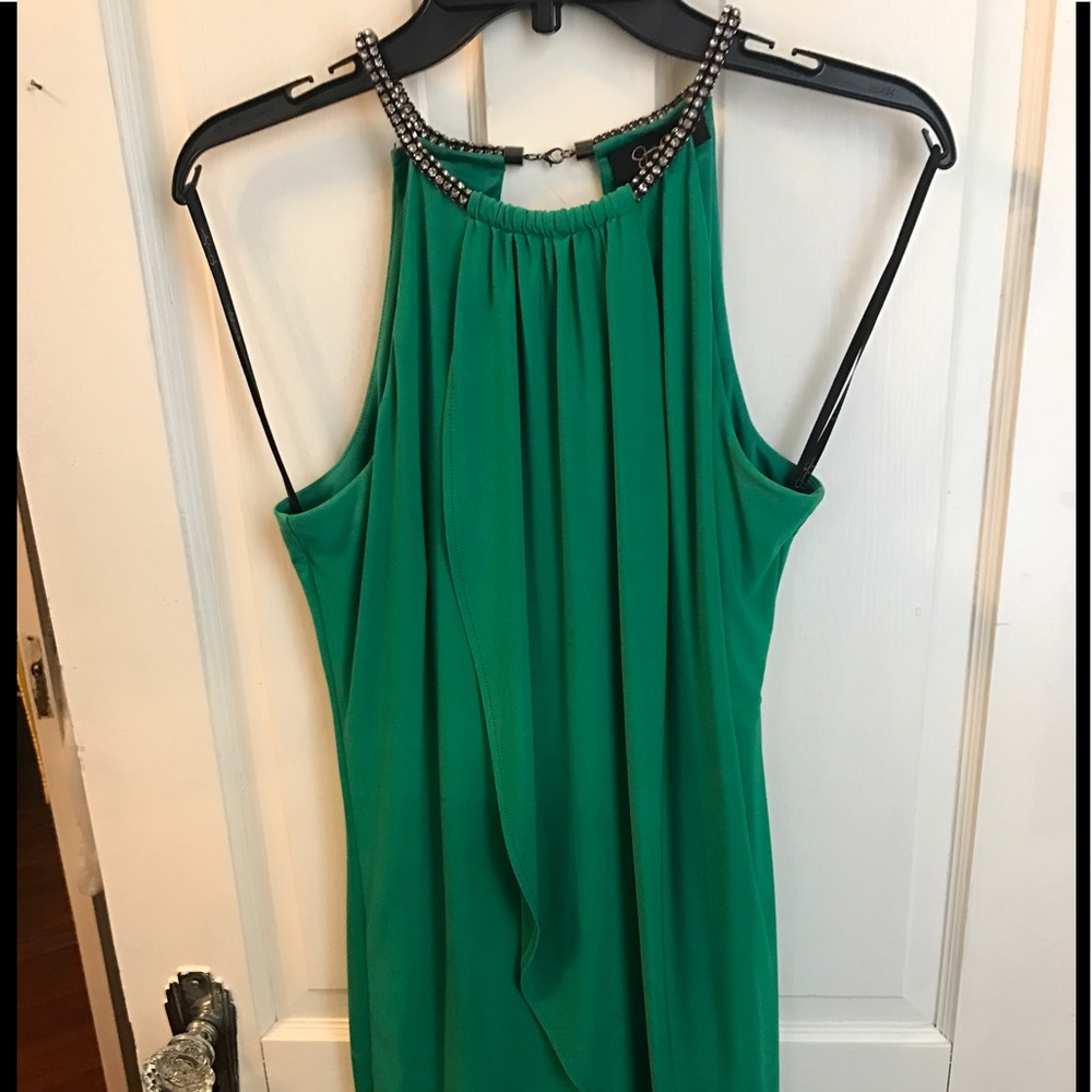 Jessica Simpson Size 6 green halter diamonds dress