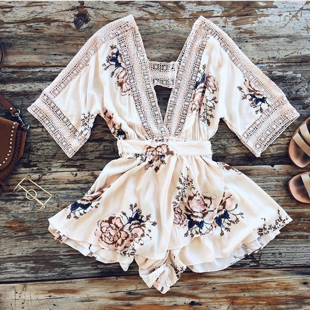 Blush floral playsuit