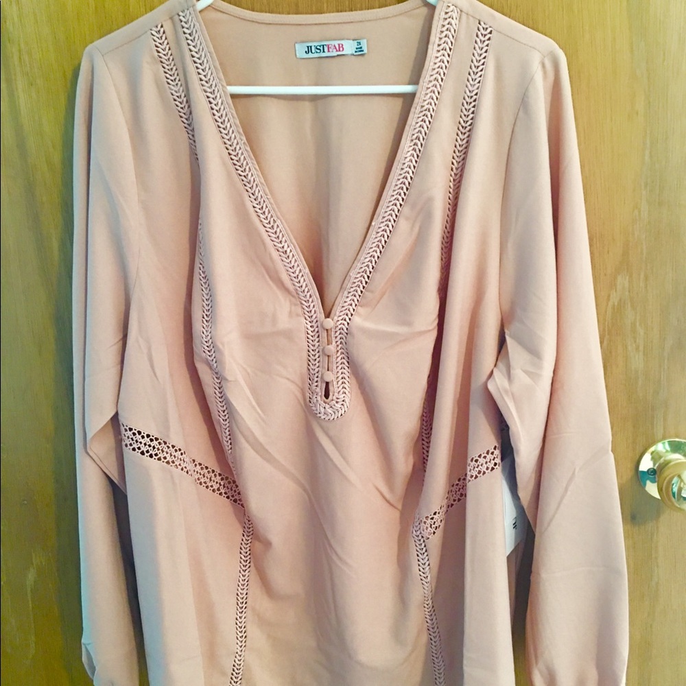 Flowy tunic style rose pink blouse with embroidery