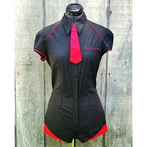 SALE Lip Service Black and Red Romper M