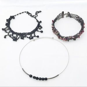 Bundle of 3 - 90s Style Black Choker Necklaces