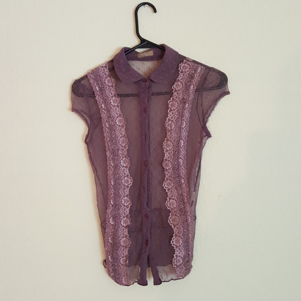 Lace button up top