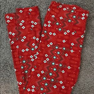 Lularoe Leggings TC Red and Turquoise