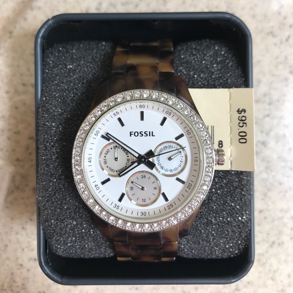 Fossil — White Dial Faux Acrylic Watch — Tortoise main image 5