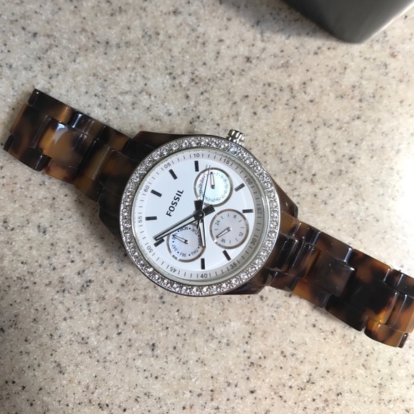 Fossil — White Dial Faux Acrylic Watch — Tortoise main image 4