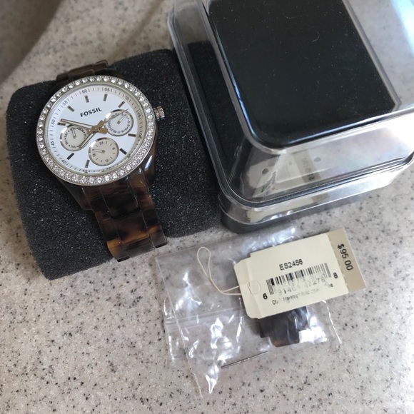 Fossil — White Dial Faux Acrylic Watch — Tortoise