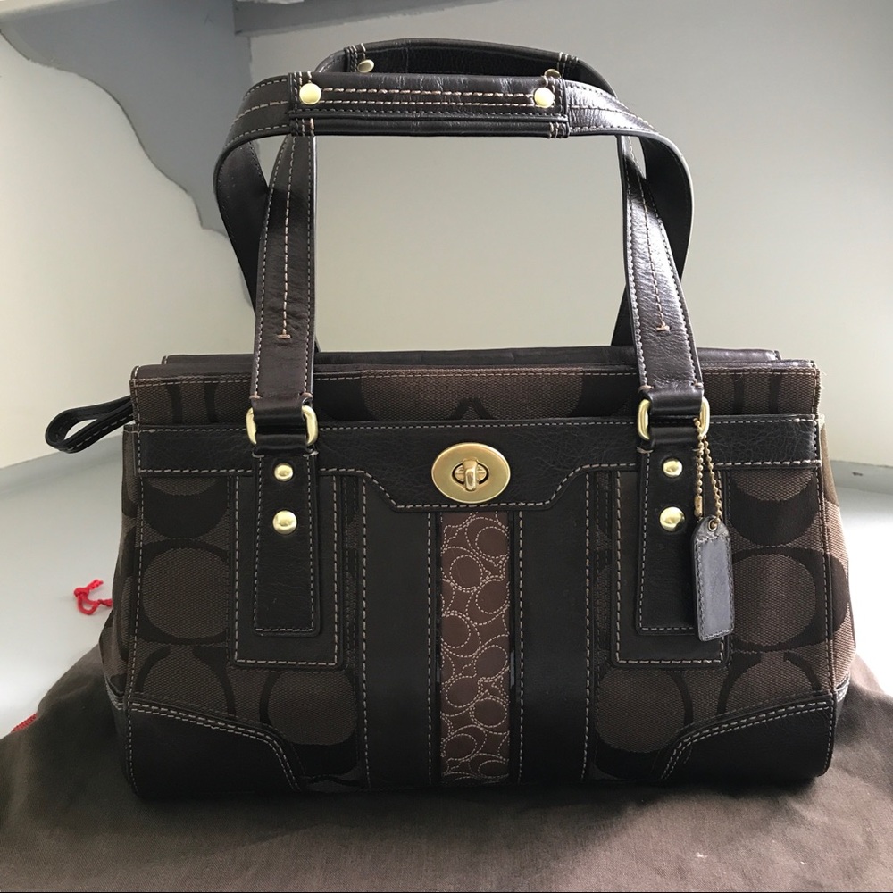 ❌SOLD❌Coach 11071 Signature Hampton Brown Carryall - Picture 1 of 8